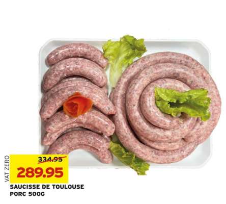 Saucisse de Toulouse Porc 500g