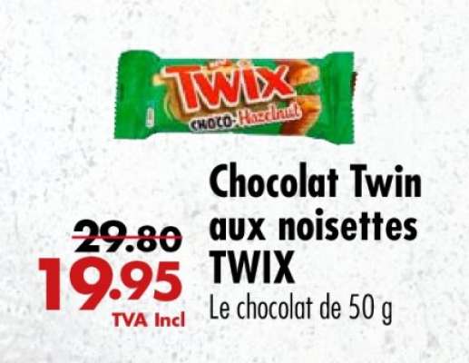 Chocolat Twin aux noisettes TWIX