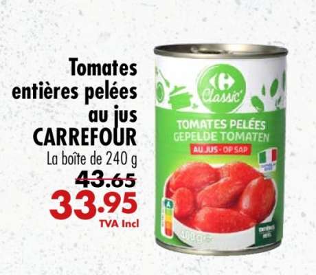 Tomates entières pelées au jus CARREFOUR