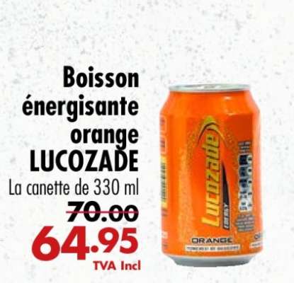 Boisson énergisante orange LUCOZADE
