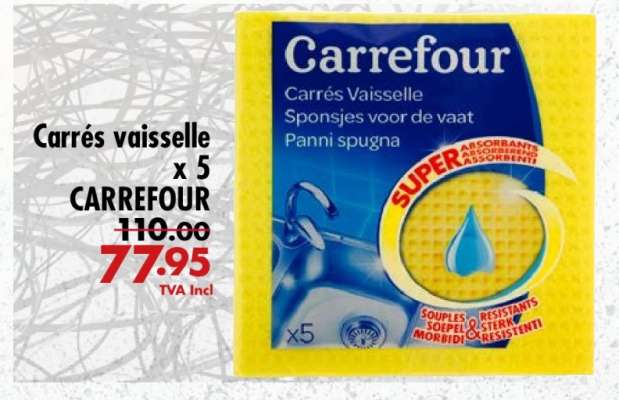 Carrés vaisselle x 5 CARREFOUR