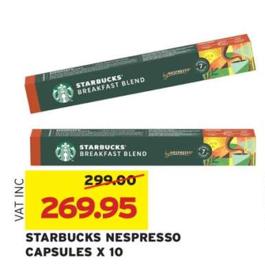 STARBUCKS NESPRESSO CAPSULES X 10