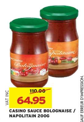 CASINO SAUCE BOLOGNAISE / NAPOLITAIN 200G