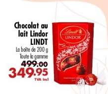 Chocolat au lait Lindor LINDT