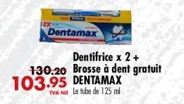 Dentifrice x 2 + Brosse à dent gratuit DENTAMAX