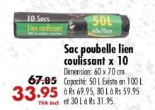 Sac poubelle lien coulissant x 10