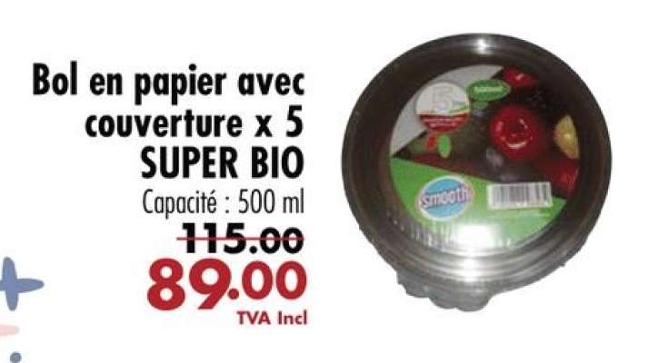 Bol en papier avec couverture x 5 SUPER BIO