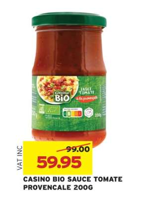 CASINO BIO SAUCE TOMATE PROVENCALE 200G