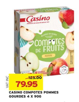 CASINO COMPOTES POMMES GOURDES 4 X 90G