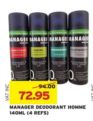 MANAGER DEODORANT HOMME 140ML (4 REFS)