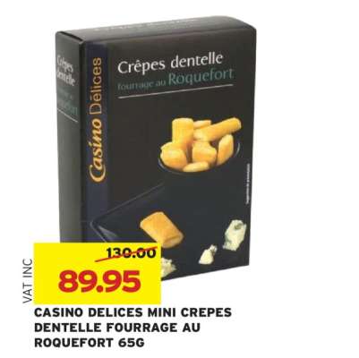 CASINO DELICES MINI CREPES DENTELLE FOURRAGE AU ROQUEFORT 65G