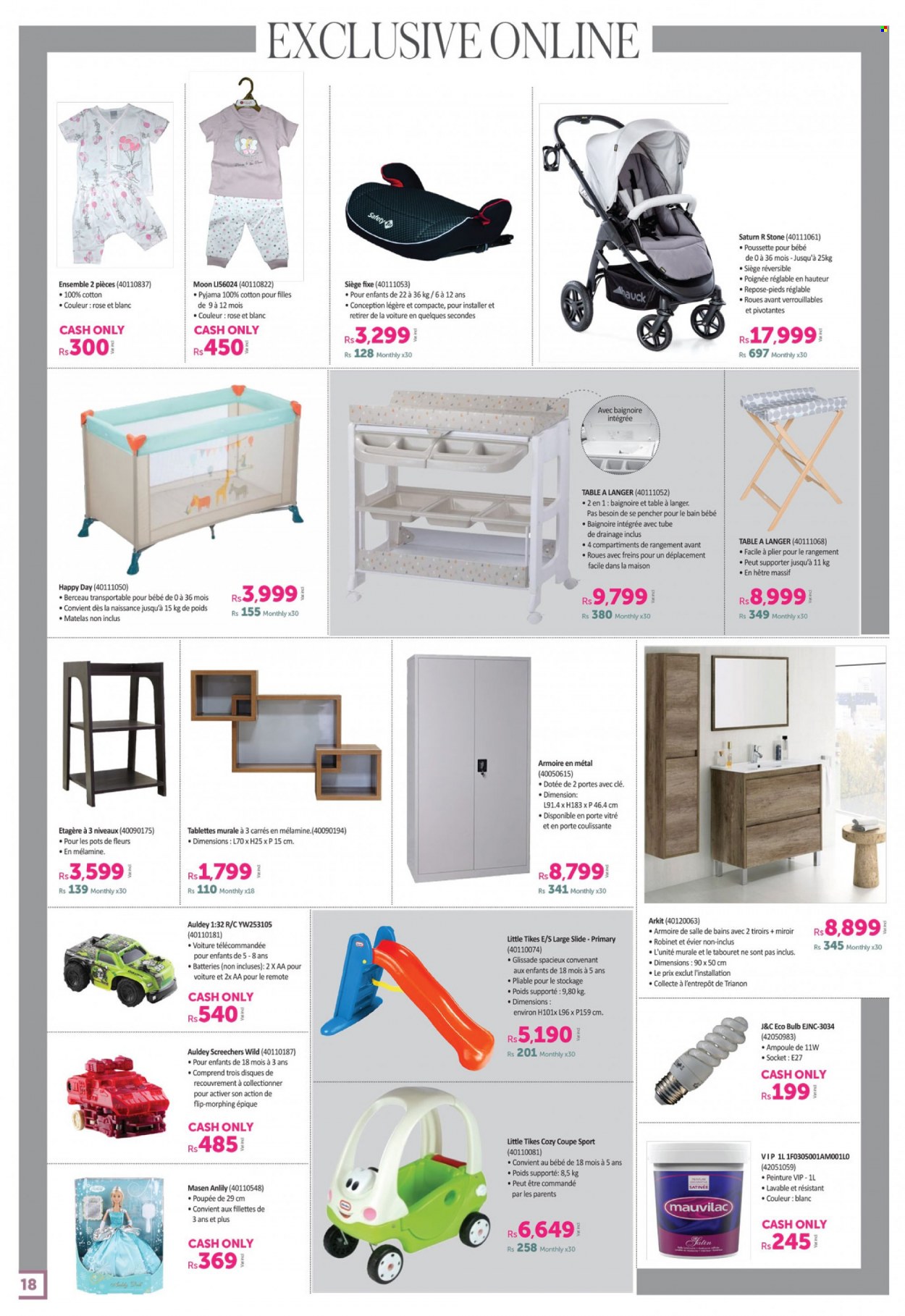 <magasin> - <du DD/MM/YYYY au DD/MM/YYYY> - Produits soldés - ,<products from flyers>. Page 18. 