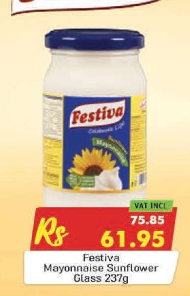 Festiva Mayonnaise Sunflower Glass 237g