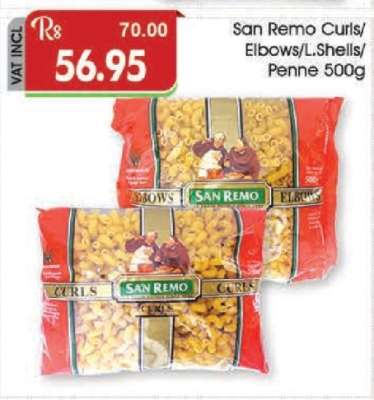 San Remo Curls/Elbows/L.Shells/Penne 500g