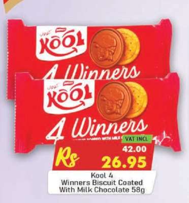 Kool 4 Winners Biscuit Coated With Milk Chocolate 58g