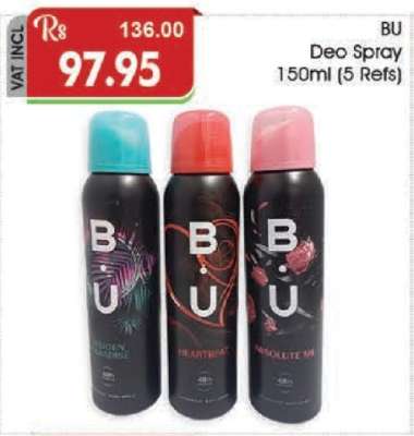 BU Deo Spray 150ml (5 Refs)