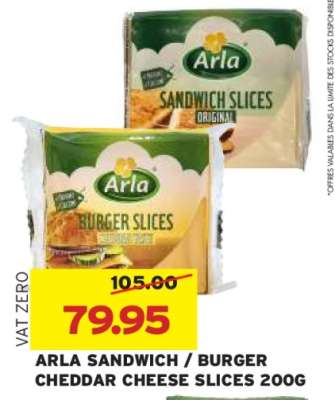 ARLA SANDWICH / BURGER CHEDDAR CHEESE SLICES 200G