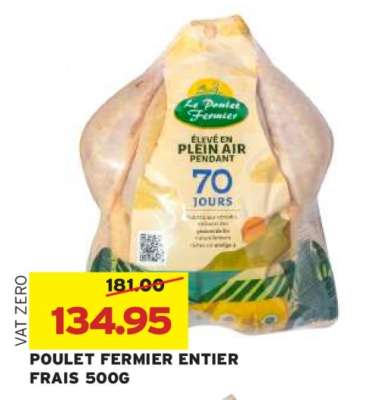 POULET FERMIER ENTIER FRAIS 500G