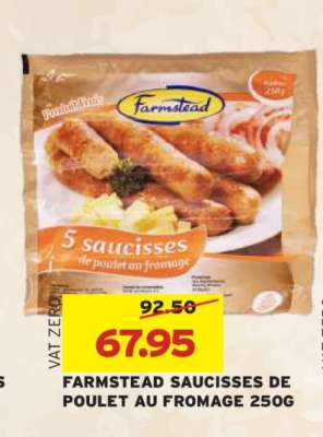 FARMSTEAD SAUCISSES DE POULET AU FROMAGE 250G