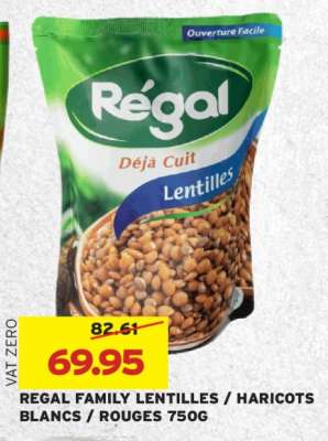REGAL FAMILY LENTILLES / HARICOTS BLANCS / ROUGES 750G