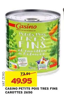 CASINO PETITS POIS TRES FINS CAROTTES 265G
