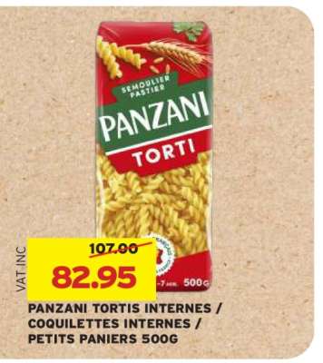 PANZANI TORTIS INTERNES / COQUILLETTES INTERNES / PETITS PANIERS 500G