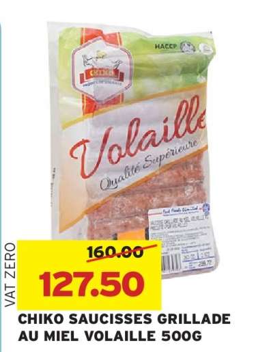 CHIKO SAUCISSES GRILLADE AU MIEL VOLAILLE 500G
