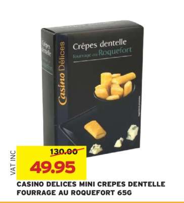 CASINO DELICES MINI CREPES DENTELLE FOURRAGE AU ROQUEFORT 65G