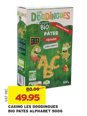 CASINO LES DOODINGUES BIO PATES ALPHABET 500G