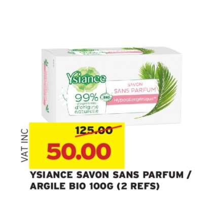 YSIANCE SAVON SANS PARFUM / ARGILE BIO 100G (2 REFS)