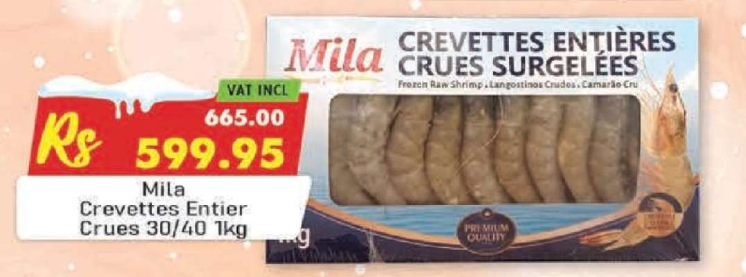 Mila Crevettes Entier Crues 30/40 1kg