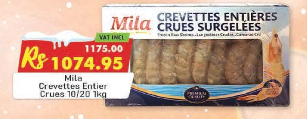 Mila Crevettes Entier Crues 10/20 1kg