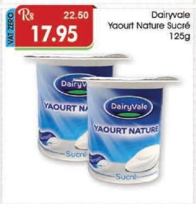 Dairyvale Yaourt Nature Sucré 125g
