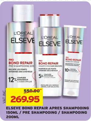 ELSEVE BOND REPAIR APRES SHAMPOOING 150ML/ PRE SHAMPOOING / SHAMPOOING 200ML