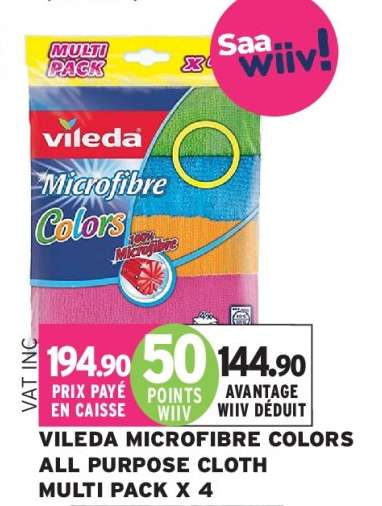 VILEDA MICROFIBRE COLORS ALL PURPOSE CLOTH MULTI PACK X 4
