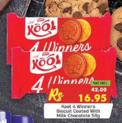 Kool 4 Winners Biscuit Coated With Milk Chocolate 58g