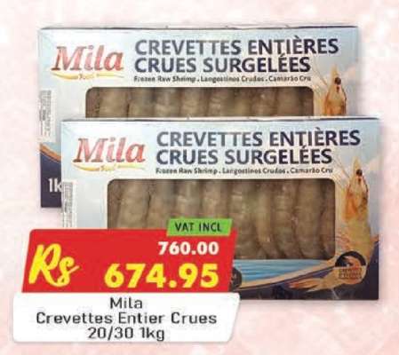 Mila Crevettes Entier Crues 20/30 1kg