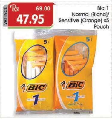 Bic 1 Normal (Blanc)/Sensitive (Orange) x5 Pouch