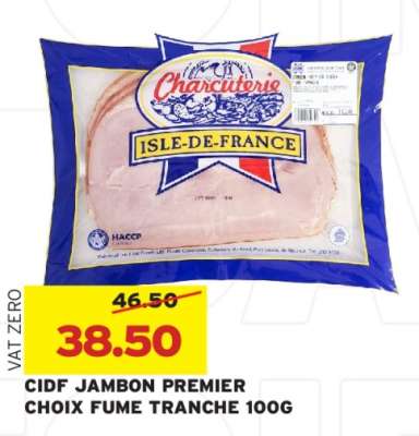CIDF JAMBON PREMIER CHOIX FUME TRANCHE 100G