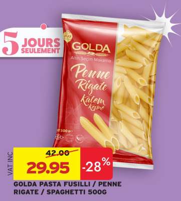GOLDA PASTA FUSILLI / PENNE RIGATE / SPAGHETTI 500G