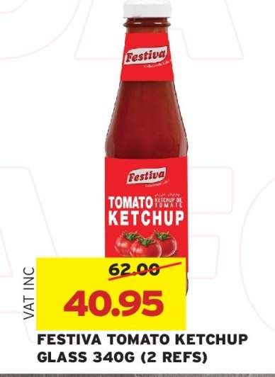 FESTIVA TOMATO KETCHUP GLASS 340G (2 REFS)