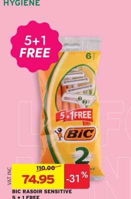 BIC RASOIR SENSITIVE 5 + 1 FREE