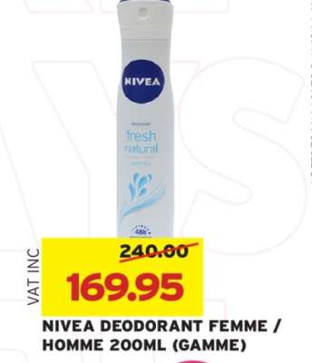 NIVEA DEODORANT FEMME / HOMME 200ML (GAMME)