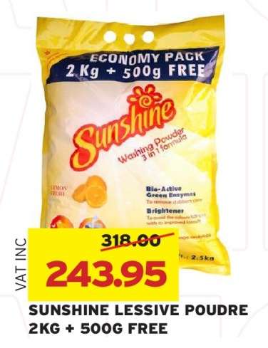 SUNSHINE LESSIVE POUDRE 2KG + 500G FREE