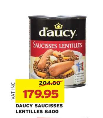 DAUCY SAUCISSES LENTILLES 840G