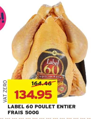 LABEL 60 POULET ENTIER FRAIS 500G
