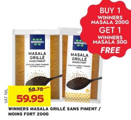 WINNERS MASALA GRILLE SANS PIMENT / MOINS FORT 200G