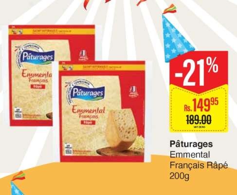 Pâturages Emmental Français Râpé 200g