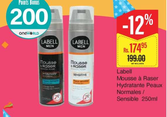 Labell Mousse à Raser Hydratante Peaux Normales / Sensible 250ml