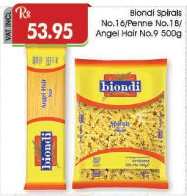 Biondi Spirals No.16/Penne No.18/Angel Hair No.9 500g